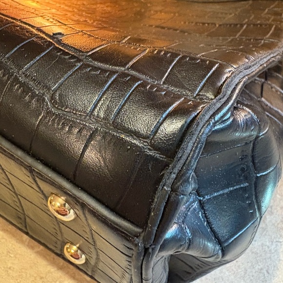 London Fog Satchel Bag Black Brielle Croco Purse - Picture 11 of 14